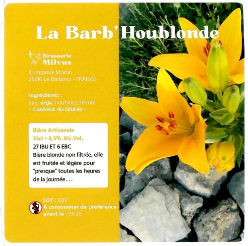 Etiquette BRASSERIE MILVUS 20