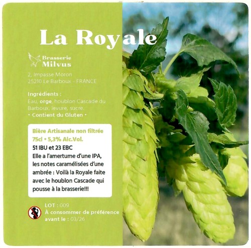 Etiquette BRASSERIE MILVUS 30