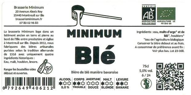 Etiquette BRASSERIE MINIMUM 15