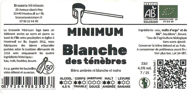 Etiquette BRASSERIE MINIMUM 23