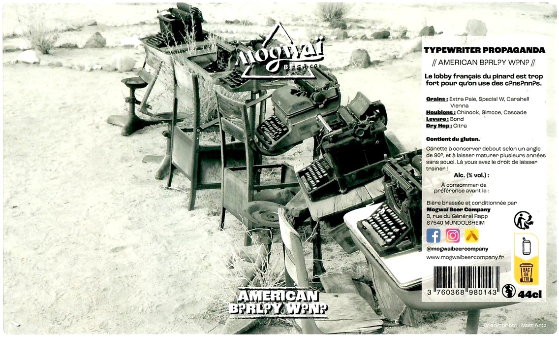 Etiquette BRASSERIE MOGWAI BEER CO 24