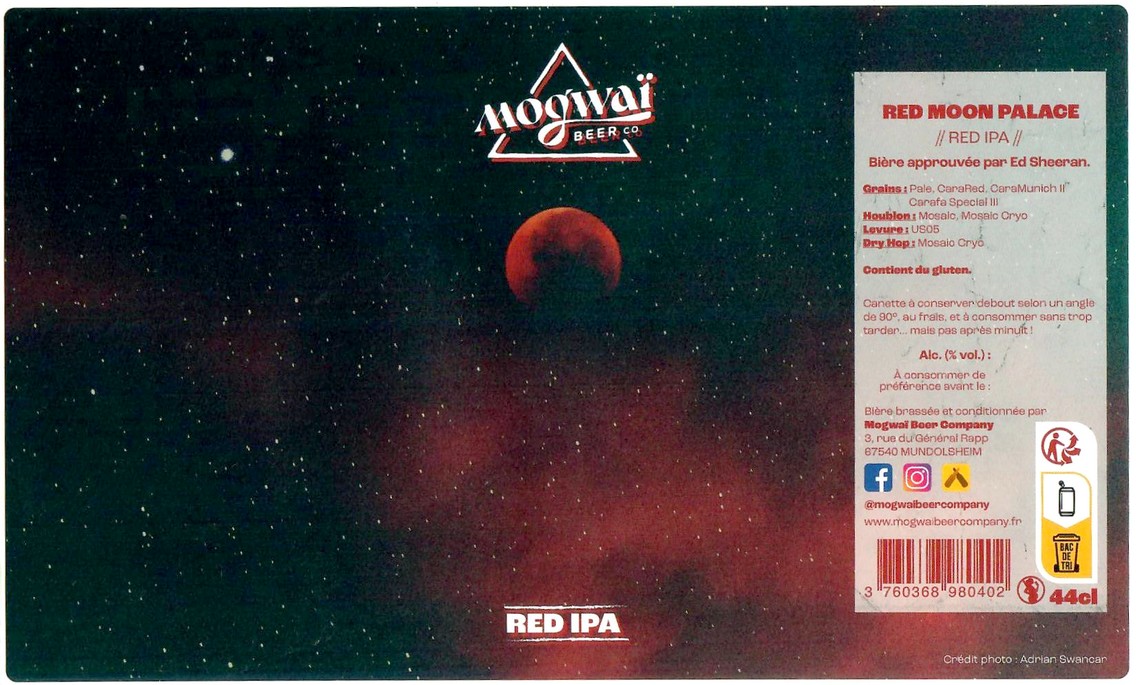Etiquette BRASSERIE MOGWAI BEER CO 32