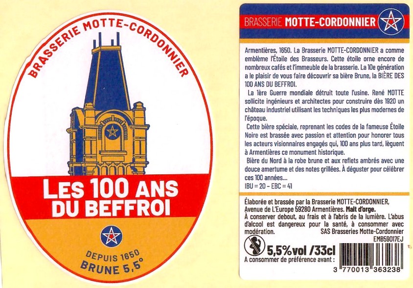 Etiquette BRASSERIE MOTTE CORDONNIER 18