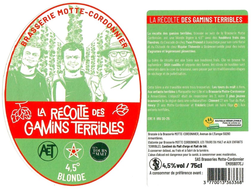 Etiquette BRASSERIE MOTTE CORDONNIER 23