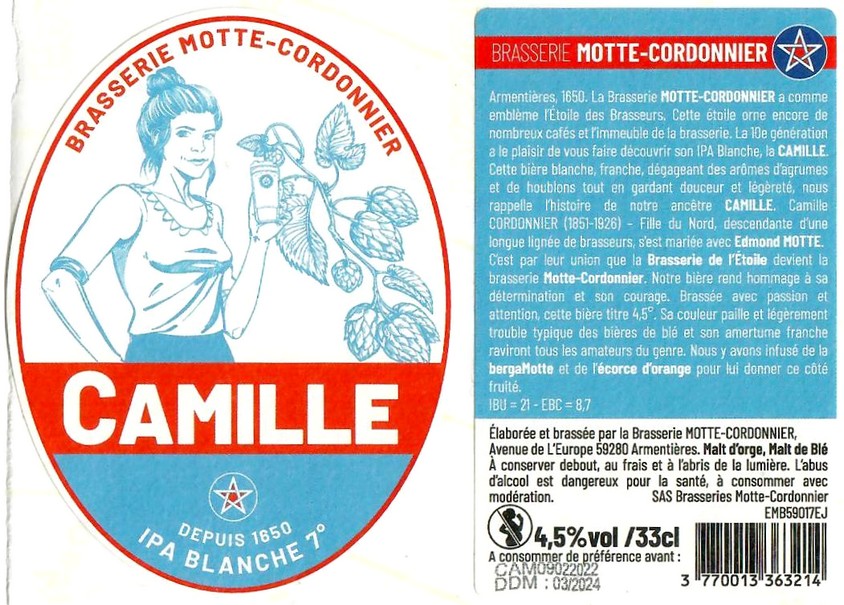 Etiquette BRASSERIE MOTTE CORDONNIER 24