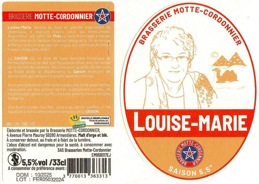 Etiquette BRASSERIE MOTTE CORDONNIER 34