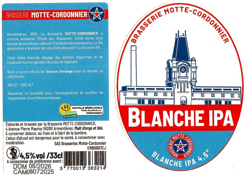 Etiquette BRASSERIE MOTTE CORDONNIER 43