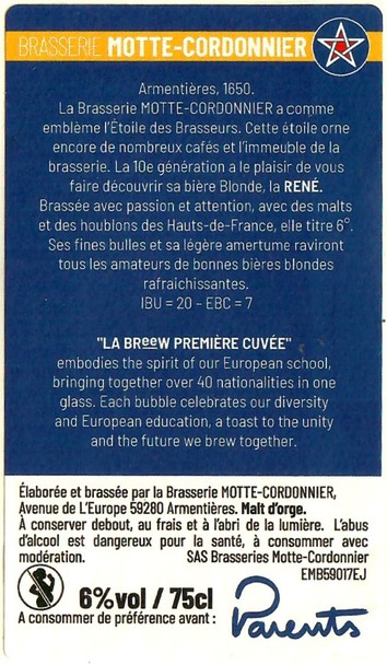 Etiquette BRASSERIE MOTTE CORDONNIER 50B