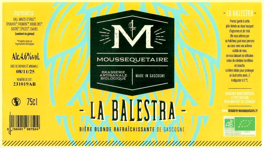 Etiquette BRASSERIE MOUSSEQUETAIRE 33