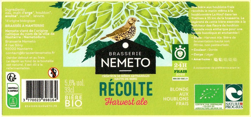 Etiquette BRASSERIE NEMETO 06