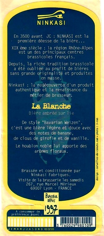 Etiquette BRASSERIE NINKASI 01B