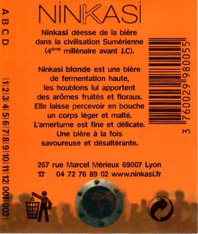 Etiquette BRASSERIE NINKASI 03B