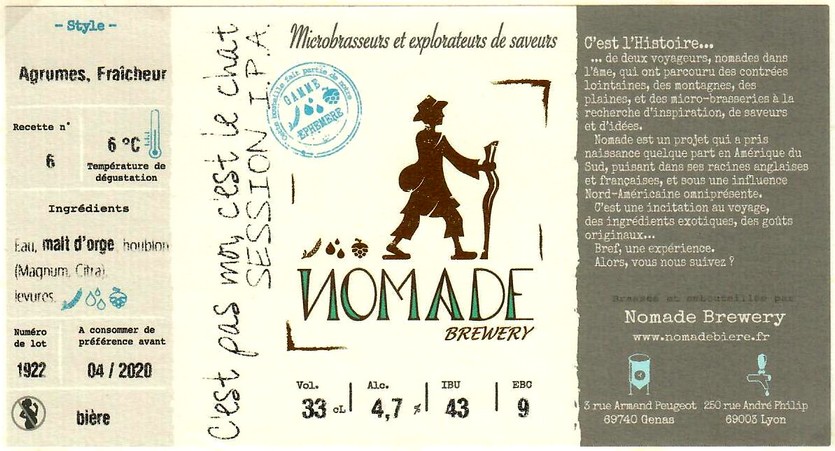 Etiquette BRASSERIE NOMADE 32