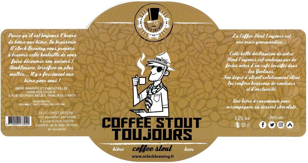 Etiquette BRASSERIE O CLOCK 30