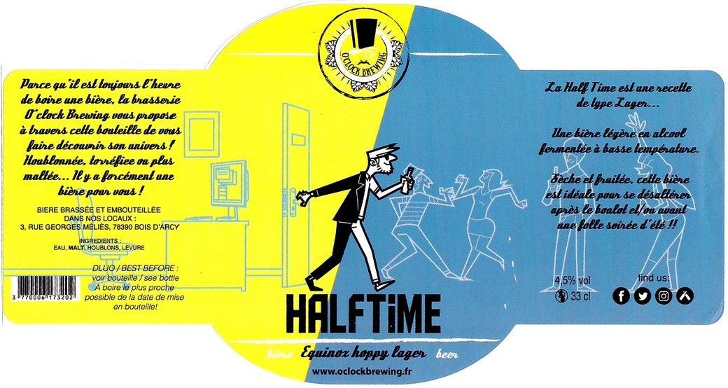 Etiquette BRASSERIE O CLOCK 33