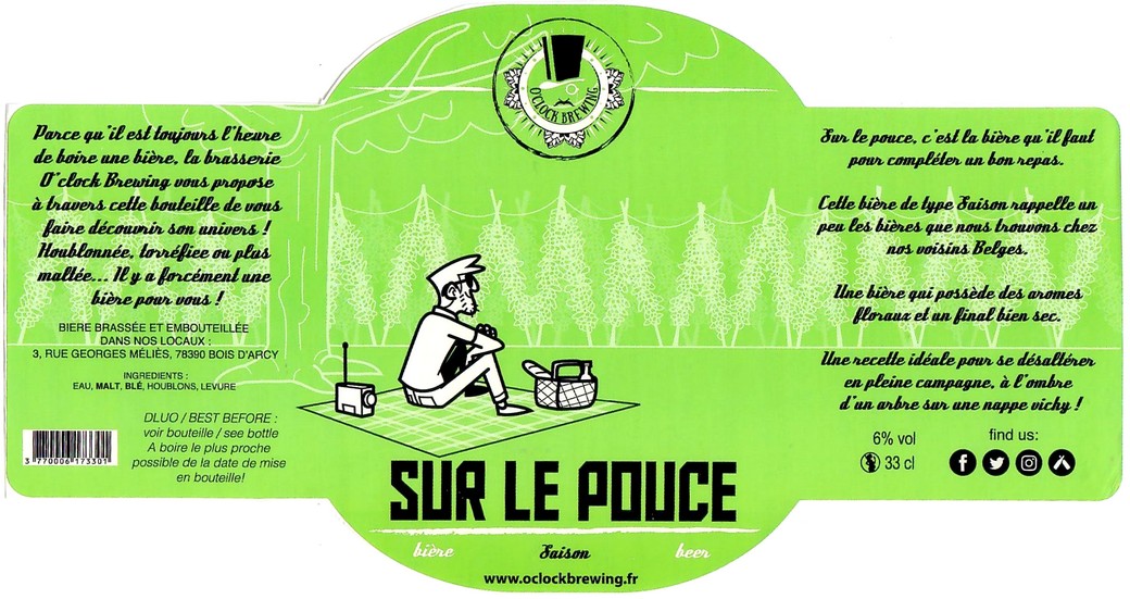 Etiquette BRASSERIE O CLOCK 43