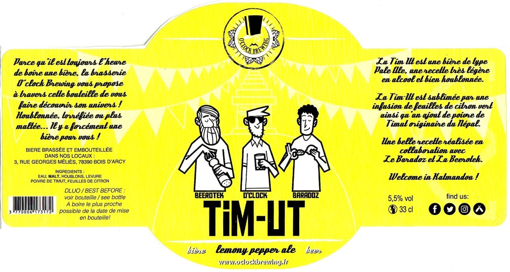 Etiquette BRASSERIE O CLOCK 45