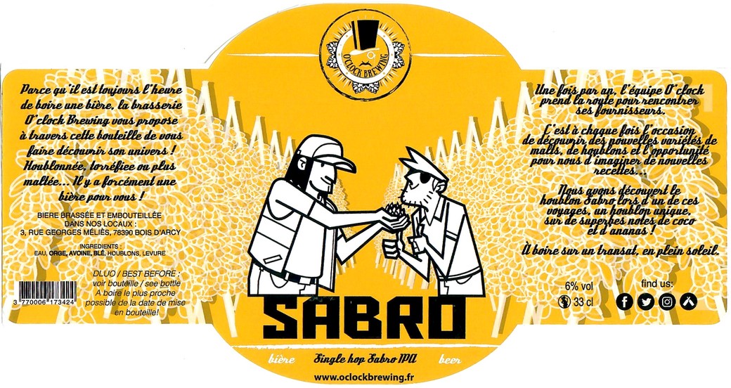 Etiquette BRASSERIE O CLOCK 47