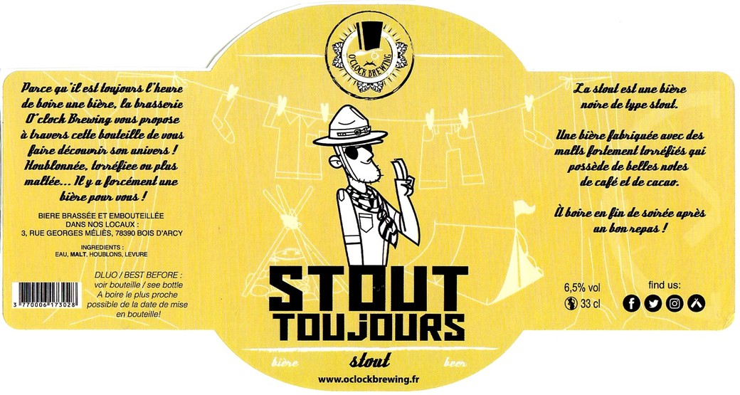 Etiquette BRASSERIE O CLOCK 50