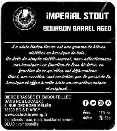 Etiquette BRASSERIE O CLOCK 53B