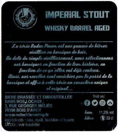 Etiquette BRASSERIE O CLOCK 54B