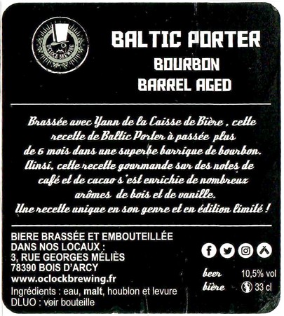 Etiquette BRASSERIE O CLOCK 59B