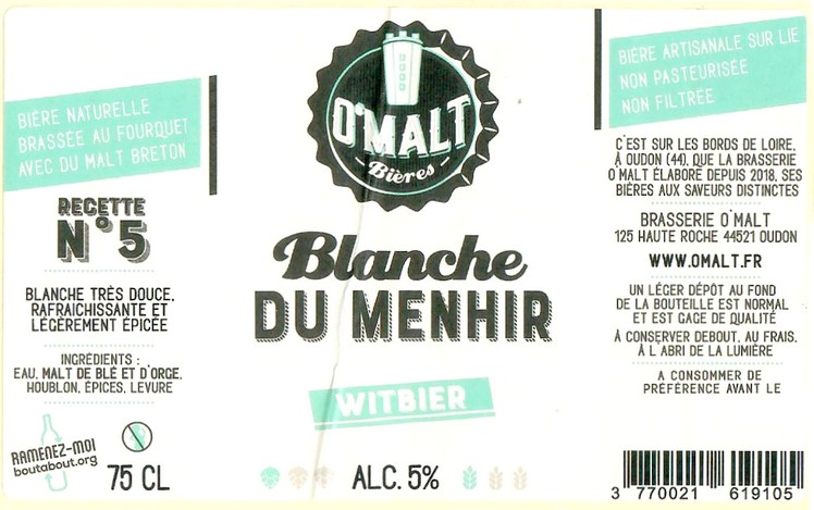 Etiquette BRASSERIE O MALT 18