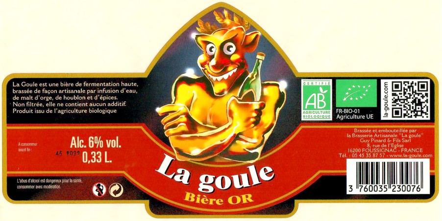 Etiquette BRASSERIE LA GOULE 13