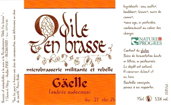 Etiquette BRASSERIE ODILE T'EN BRASSE 01