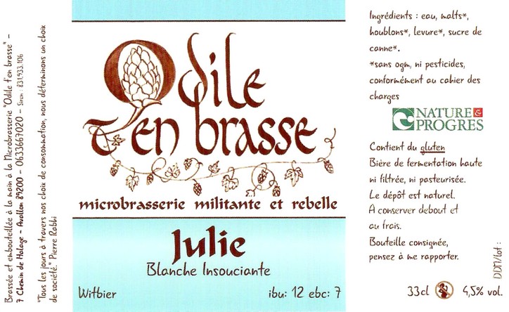 Etiquette BRASSERIE ODILE T'EN BRASSE 10