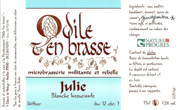 Etiquette BRASSERIE ODILE T'EN BRASSE 11
