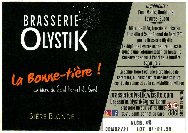 etiquette BRASSERIE OLYSTIK 01