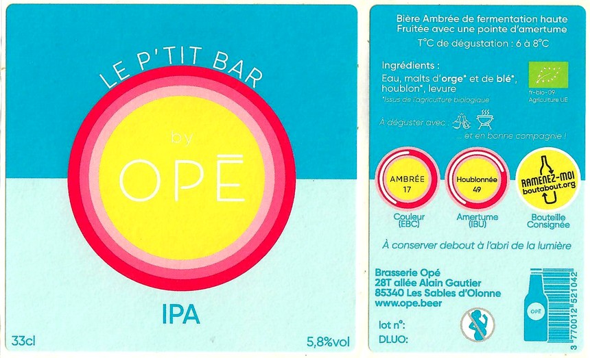 Etiquette BRASSERIE OPE 13