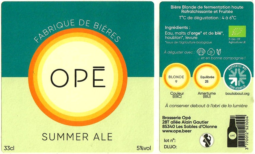 Etiquette BRASSERIE OPE 22