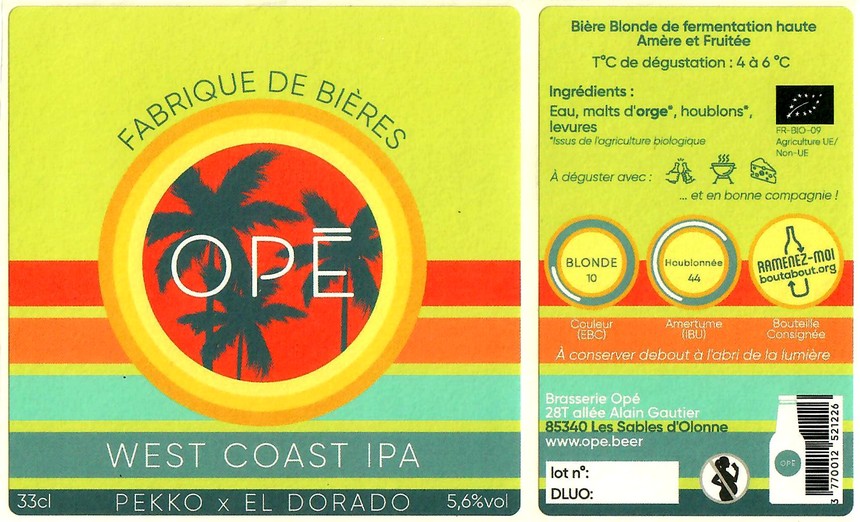 Etiquette BRASSERIE OPE 33