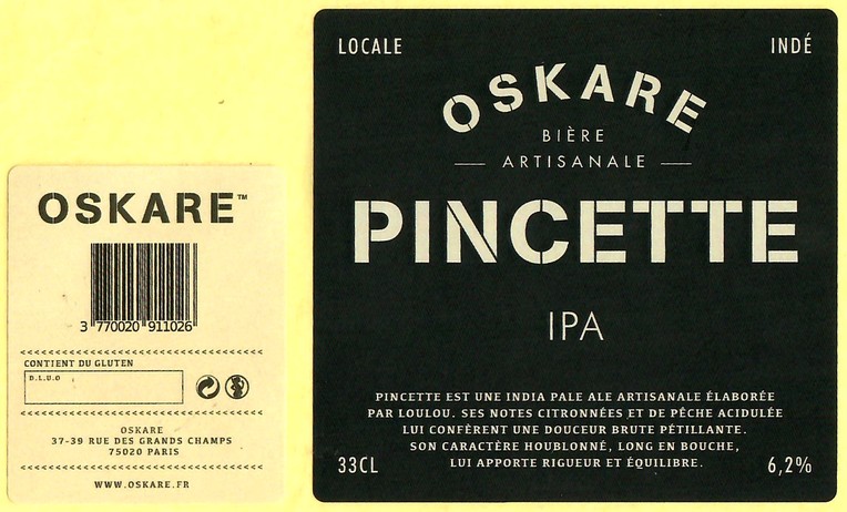 Etiquette BRASSERIE OSKARE 19