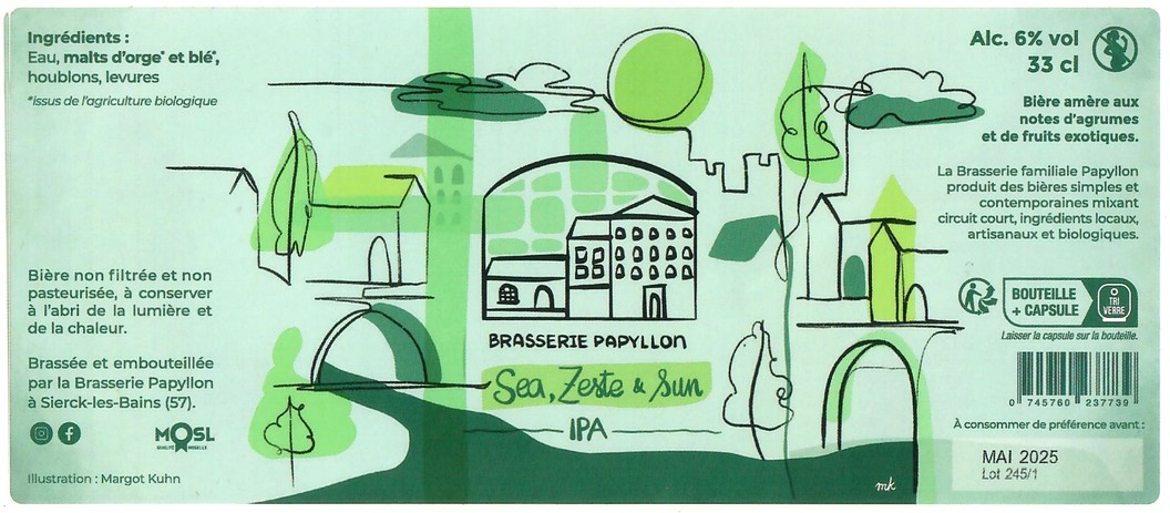 Etiquette BRASSERIE PAPYLLON 13