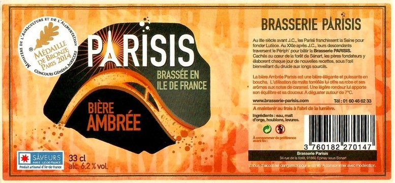 Etiquette BRASSERIE PARISIS 12