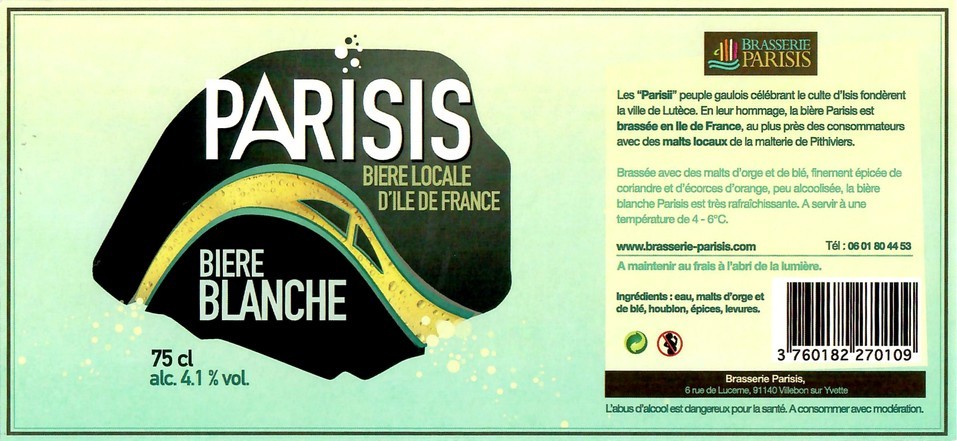 Etiquette BRASSERIE PARISIS 18