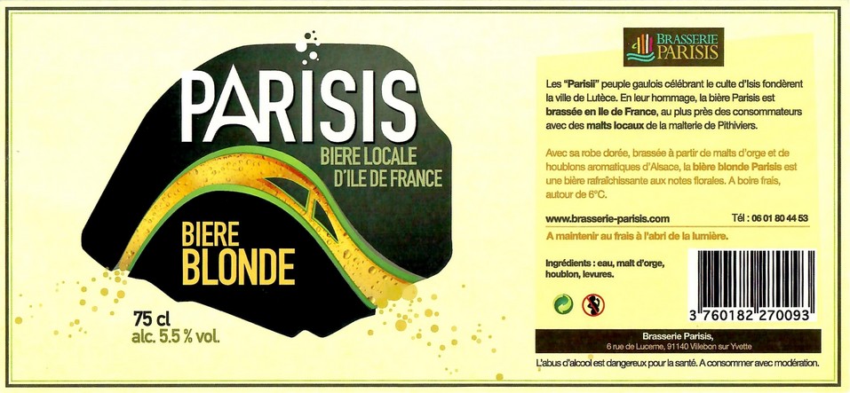 Etiquette BRASSERIE PARISIS 21