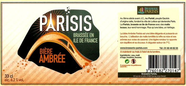 Etiquette BRASSERIE PARISIS 23