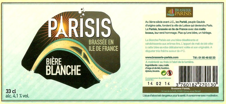 Etiquette BRASSERIE PARISIS 24