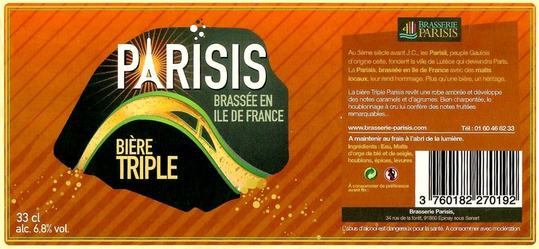 Etiquette BRASSERIE PARISIS 31