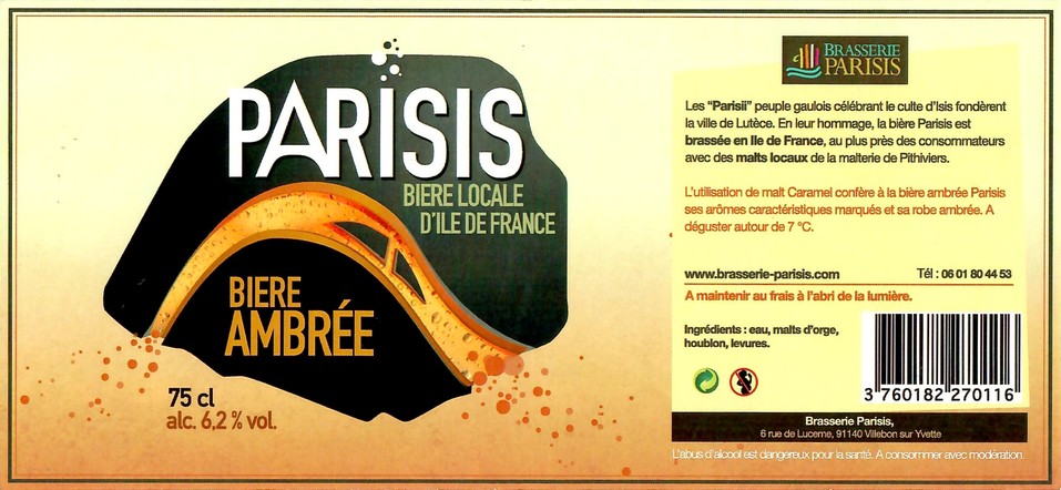 Etiquette BRASSERIE PARISIS 32