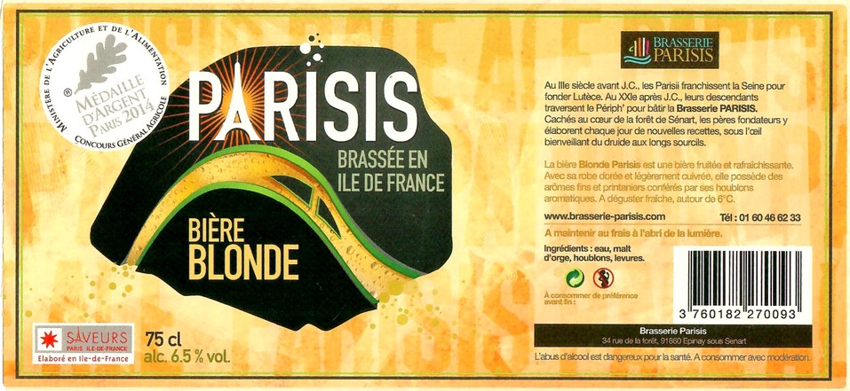 Etiquette BRASSERIE PARISIS 43