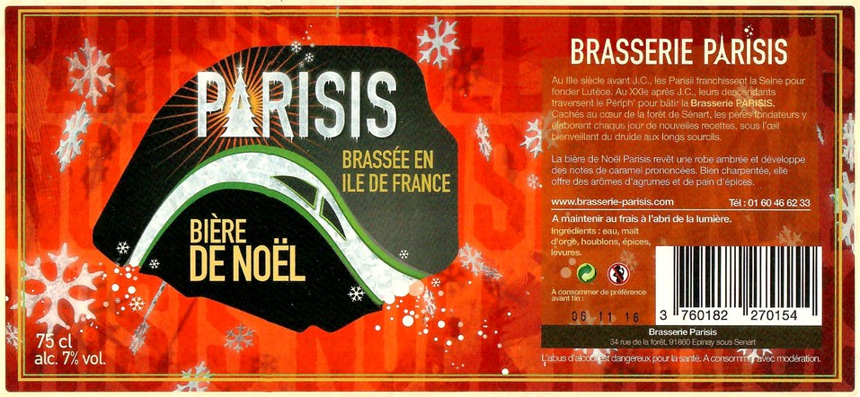 Etiquette BRASSERIE PARISIS 44