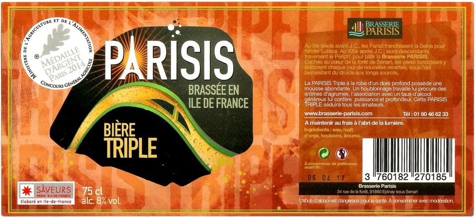 Etiquette BRASSERIE PARISIS 47