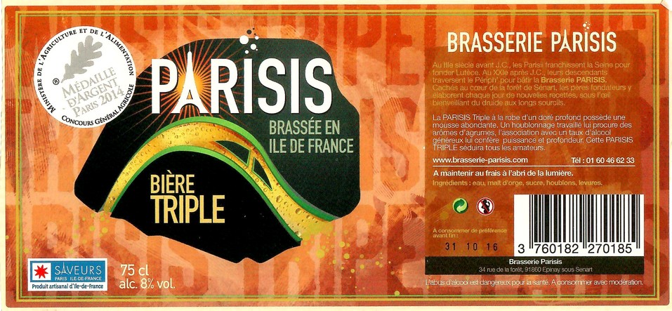 Etiquette BRASSERIE PARISIS 48