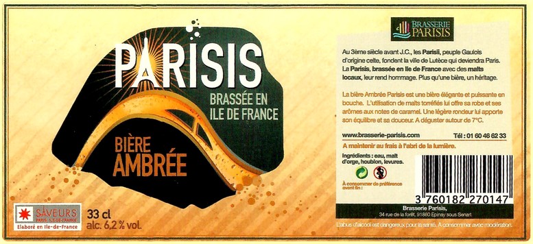 Etiquette BRASSERIE PARISIS 50