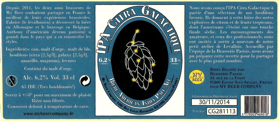 Etiquette BRASSERIE PARISIS 54